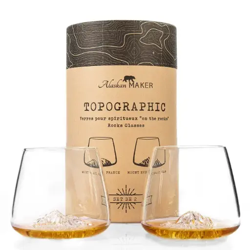 Set de 2 verres Topographic : Everest & Mont Blanc
